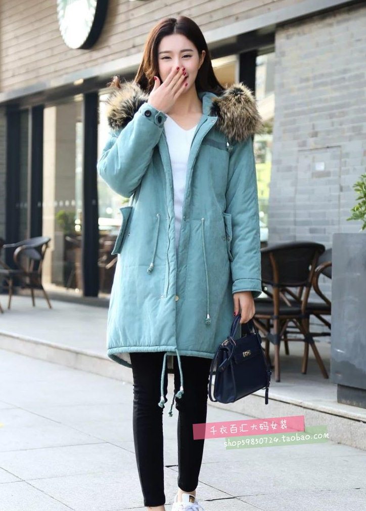 PreOrderคนอ้วน - เสื้อกันหนาว ไซส์ใหญ่ ผ้าฝ้ายโพลิเอสเตอร์ ข้างในหนังสัตว์ มี Hood+เฟอร์ สี : เทา / ดำ / เขียว