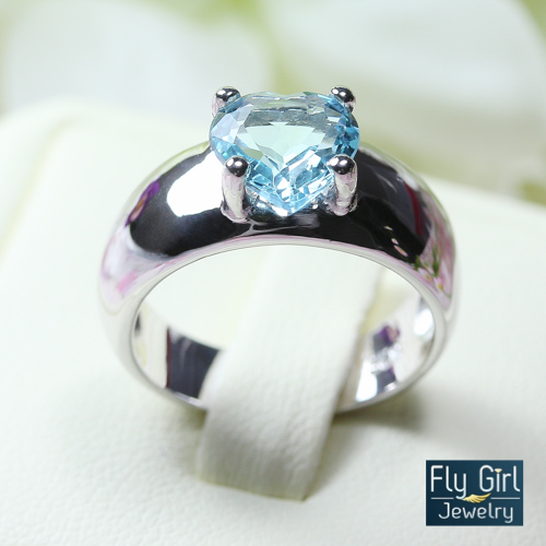 แหวนเงินแท้ พลอยบลูโทแพสแท้(ราศีธนู)