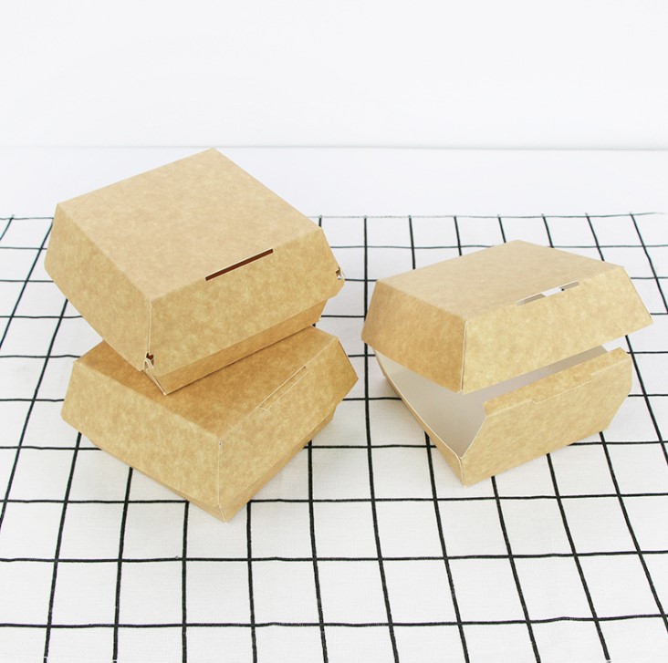 กล่องใส่เบอร์เกอร์-อาหารทอด กระดาษ Food Grade เคลือบกันไขมัน (grease-proof paper) แพ็ค 50 ชิ้น