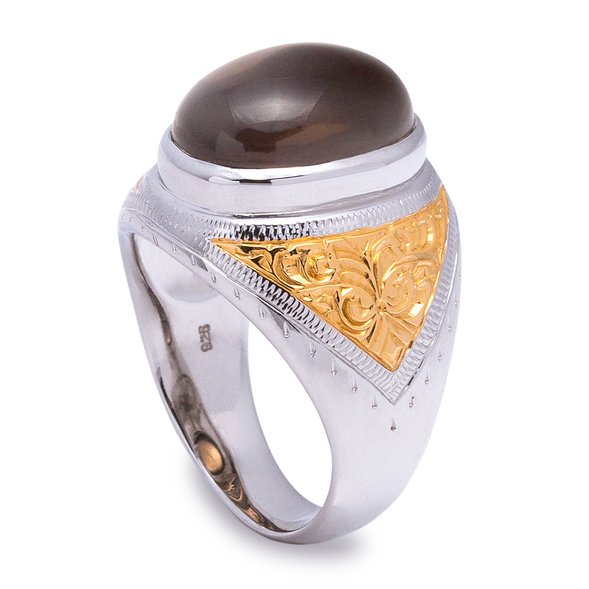 💍 แหวนชายเงินแท้ 925 พลอยสโมคกี้ควอตซ์ งานไทยคลาสสิค เสริมบารมี หรูหรา ทรงพลัง ✨