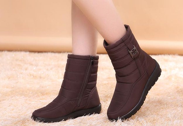 Pre Order - รองเท้ากันหนาว รองเท้าลุยหิมะ ผ้าร่มกันน้ำ ข้างในบุกำมะหยี่ ซิบข้าง สูง 19cm สี : น้ำเงิน / ดำ / น้ำตาล / ไวน์แดง / เขียว ไซส์ 36 / 37 / 38 / 39 / 40 / 41 / 42