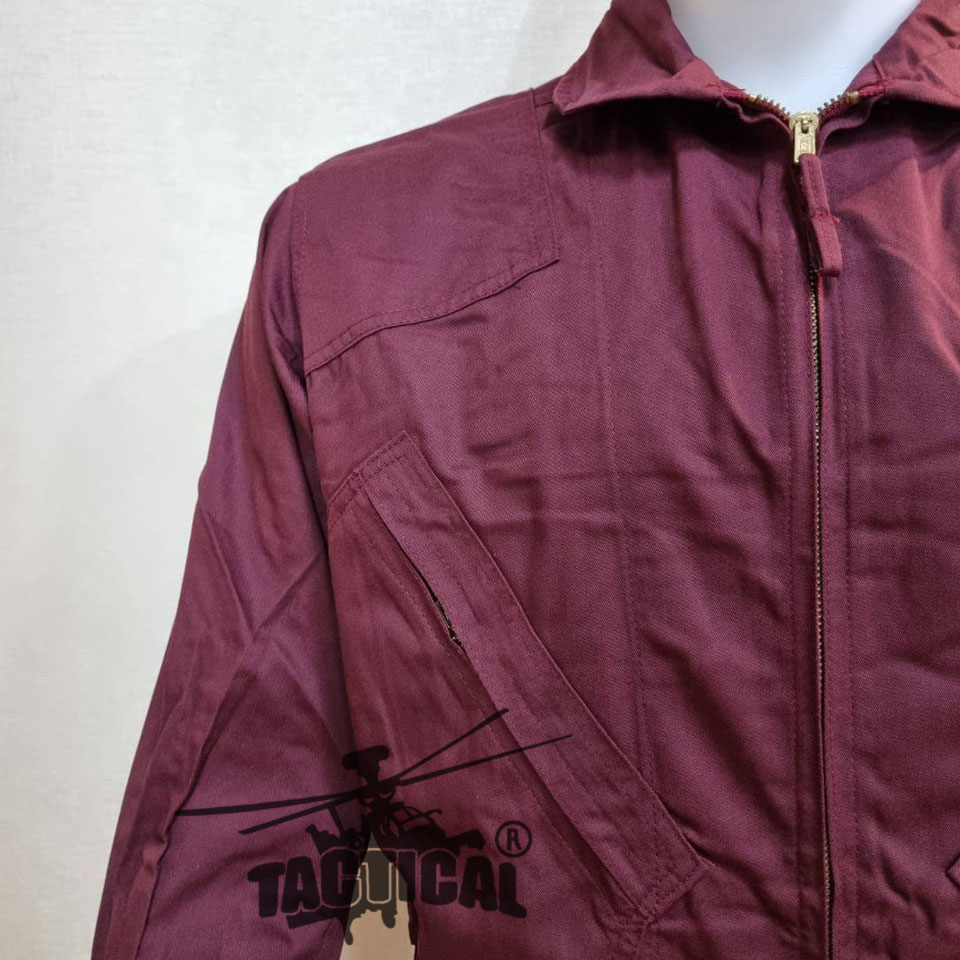 ชุดหมีปิดซิป สีแดงเลือดหมู