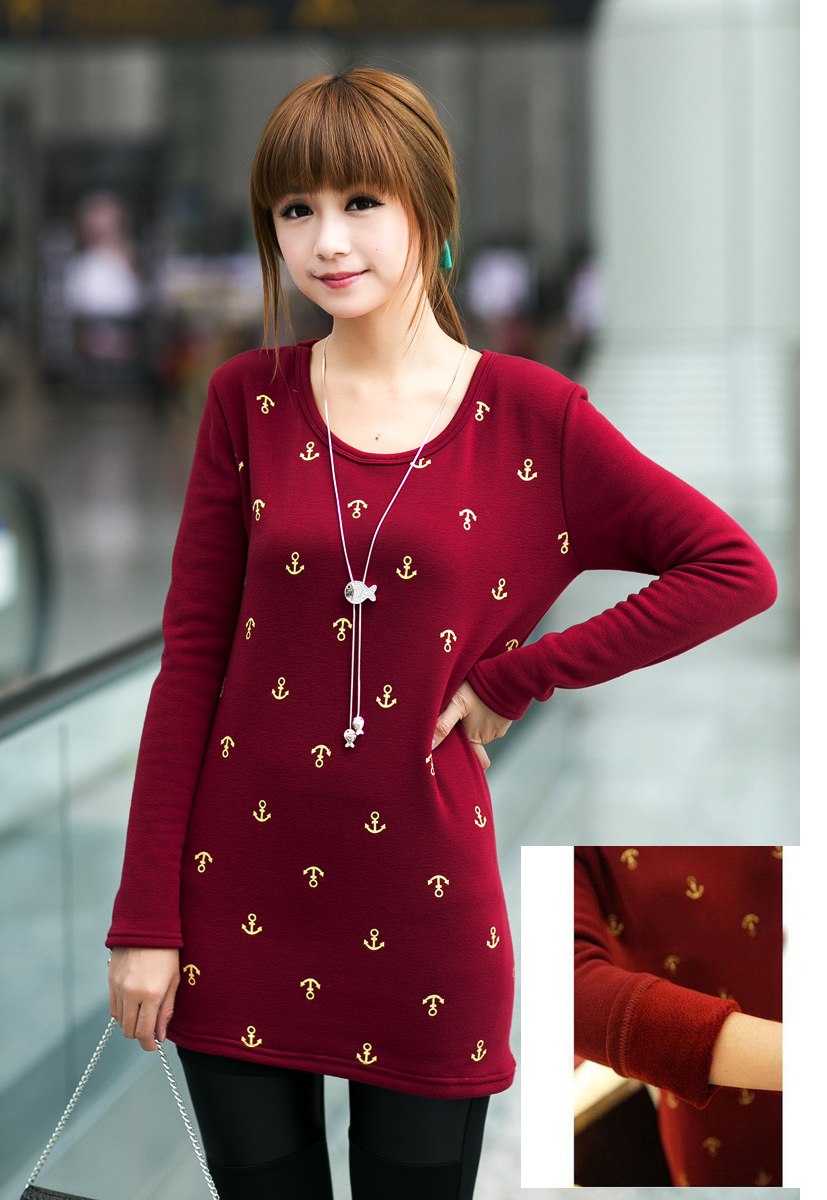 PreOrderคนอ้วน - เสื้อกันหนาวแฟชั่น ไซส์ใหญ่ คนอ้วน ผ้าฝ้ายแขนยาว ข้างในเป็นกำมะหยี่เก็บความร้อน สี : ไวน์แดง / ดำ