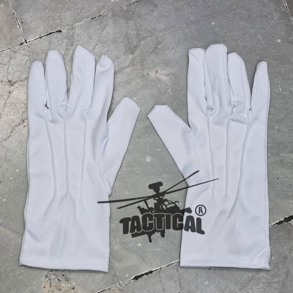 ถุงมือจราจรสีขาว กระดุม เต็มนิ้ว