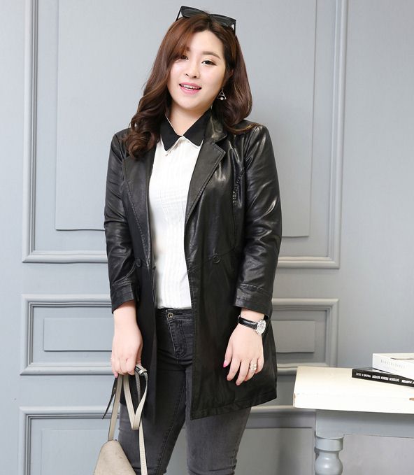 PreOrderเสื้อผ้าคนอ้วน - เสื้อโค้ท แจ็คเก็ตสูทหนัง Pu สี : แดง / ดำ