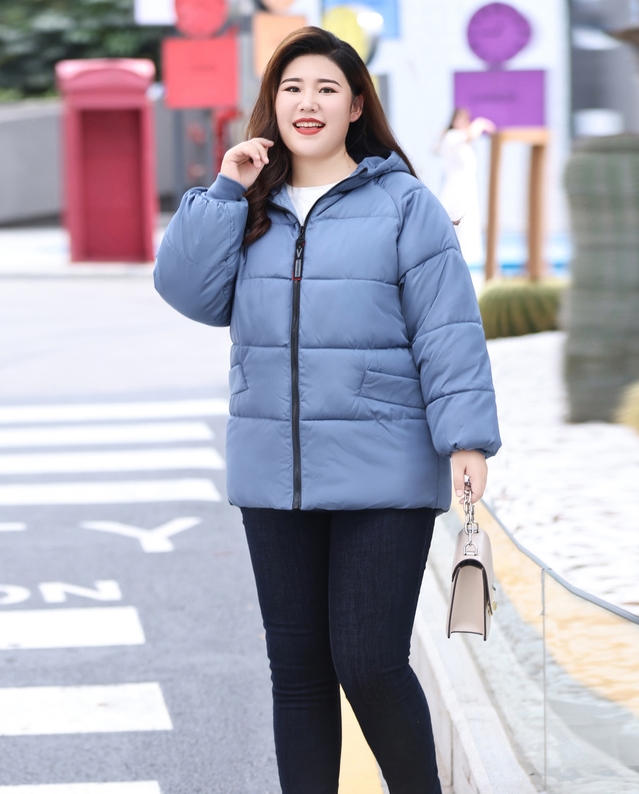 2324-0010 โค้ทกันหนาวไซส์ใหญ่ บุนวม มีHood (นางแบบ3XL) สี : ชมพู ดำ แดง เหลือง ฟ้า