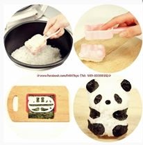 ชุดอุปกรณ์ทำเบนโตะแพนด้า พร้อมเขียงและตัวกดสาหร่ายสำหรับตกแต่งแพนด้า Panda bento rice mold and seaweed nori cutter set 1ชุด