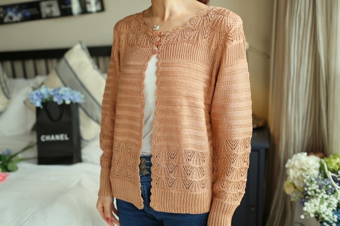 Pre Order - เสื้อกันหนาวแฟชั่นสไตล์เกาหลี ไหมพรมบาง สบาย ๆ : สีม่วง / สีครีม / สีดำ / สีส้ม / สีชมพู