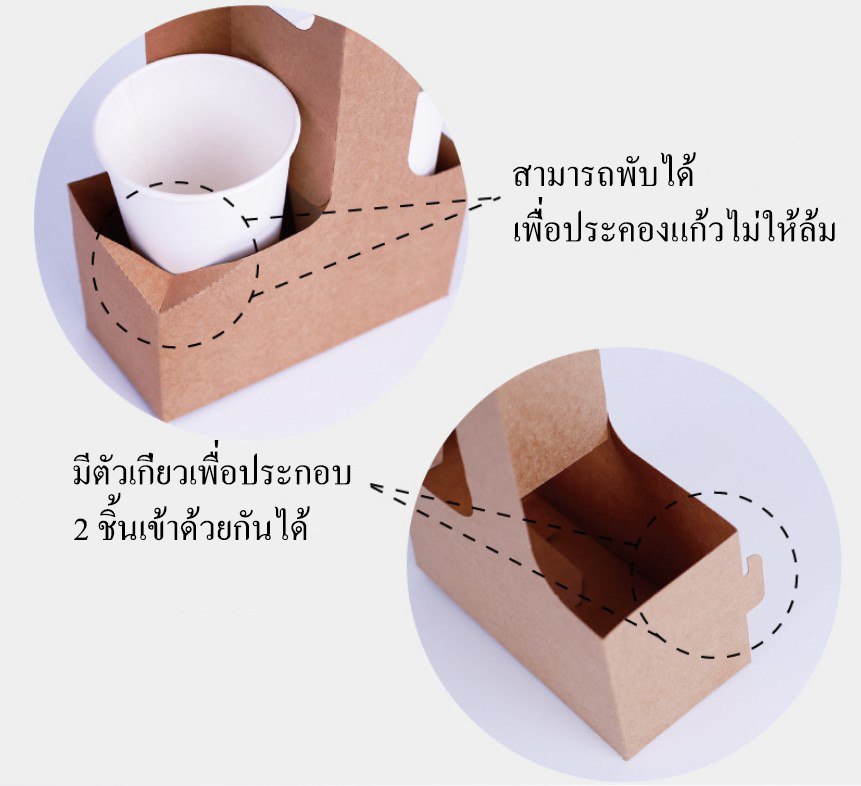 กล่องใส่แก้วกาแฟ-เครื่องดื่ม แพ็ค 50/100 ชิ้น