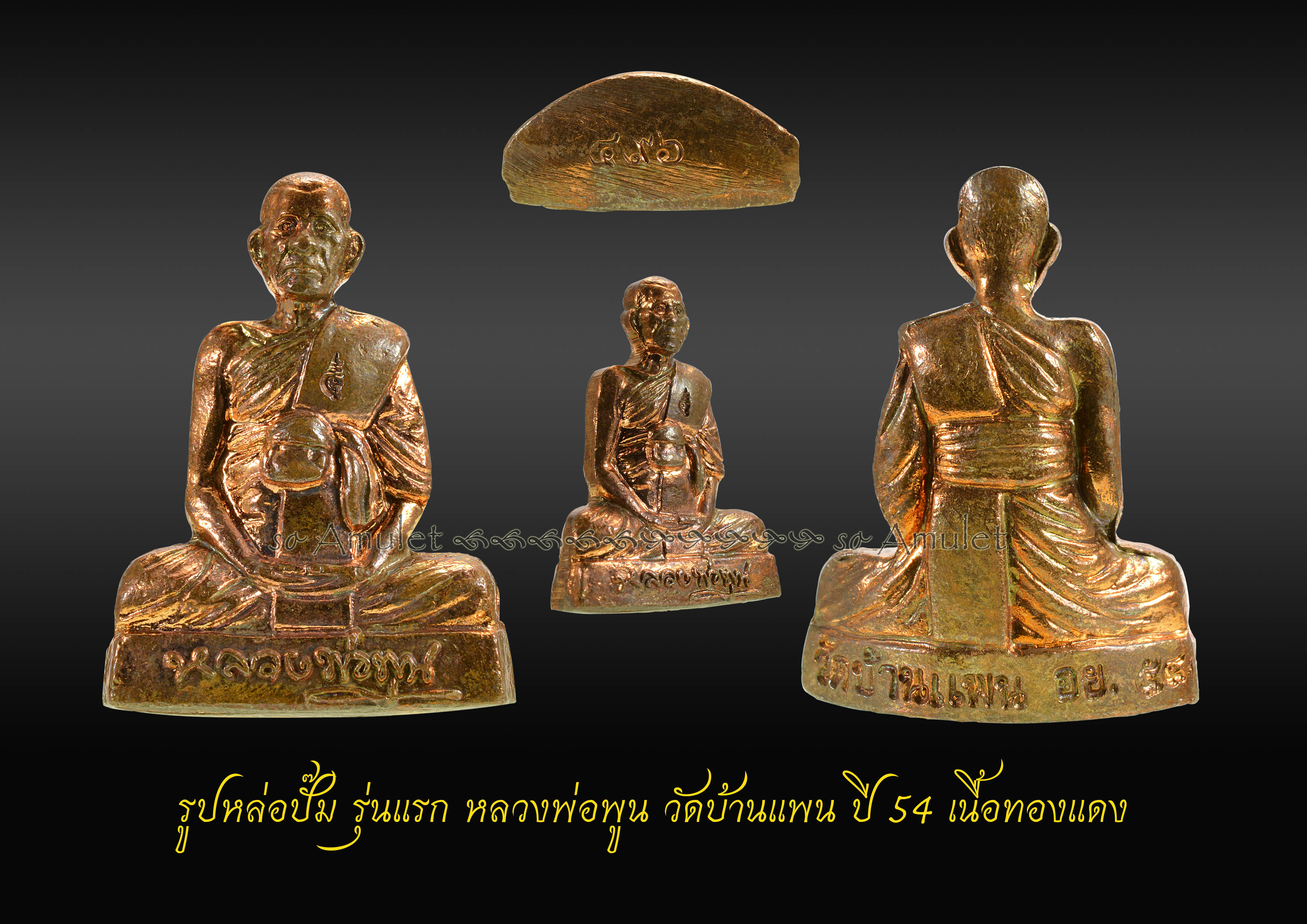 รูปหล่อปั๊ม รุ่นแรก หลวงพ่อพูน วัดบ้านแพน ปี 54 เนื้อทองแดง