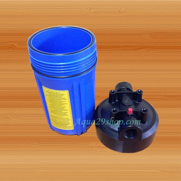 กระบอก Housing Big Blue 10 นิ้ว ยี่ห้อ Aquatek (ทางน้ำเข้า-ออก 1 นิ้ว)