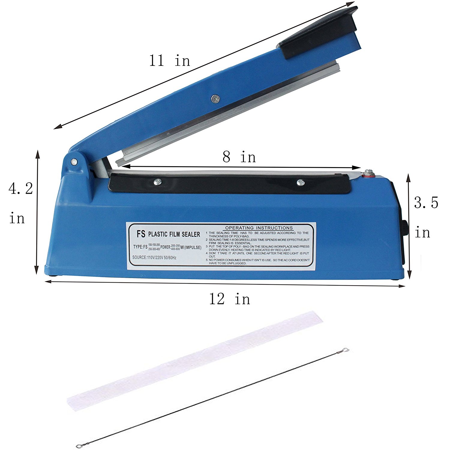 เครื่องซีลไฟฟ้าแบบกด ยาว 200 mm.สำหรับถุงพลาสติก PPและ PE 1608-115