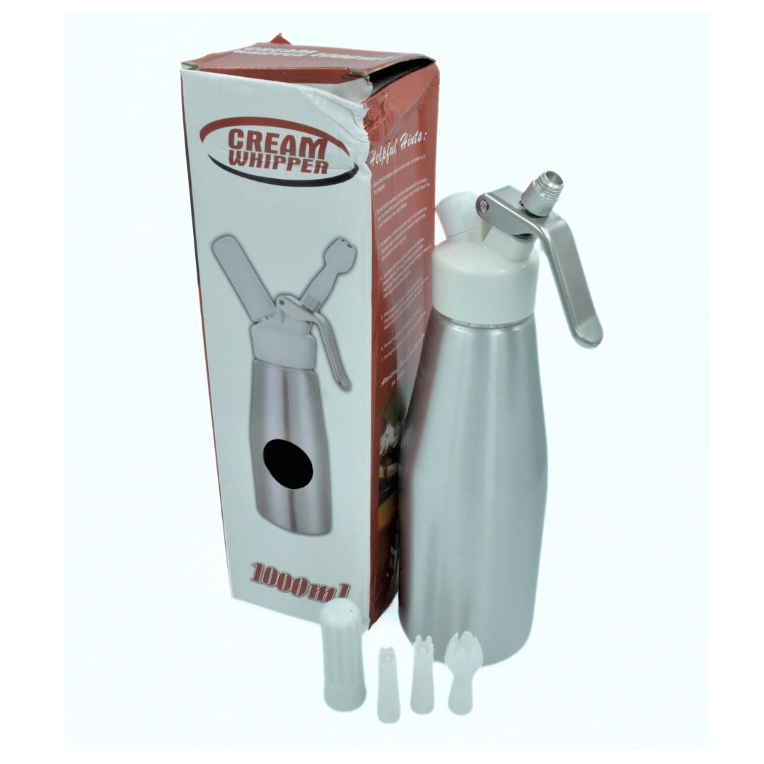 ขวดทำวิปครีม 1000 มล. หัวสีขาว PP ทรงเหลี่ยม CREAM WHIPPER รหัส 1224