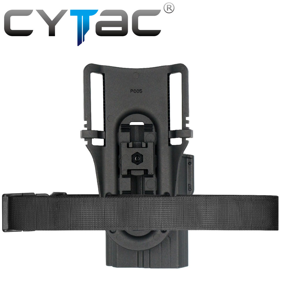(งานแท้) ซองปืน G17/G19 ติดไฟฉาย + เพลทลดต่ำ + รัดขา ยี่ห้อ Cytac