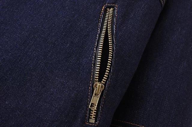 PreOrderคนอ้วน - เสื้อยีนส์กันหนาว ข้างในบุหนังสัตว์ มี Hood สีน้ำเงิน