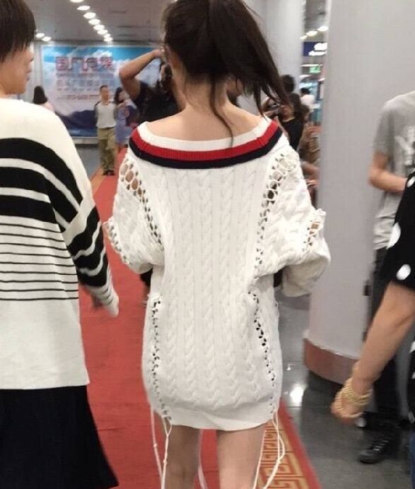 PreOrderเสื้อผ้าคนอ้วน - เสื้อกันหนาวคนอ้วน ไซส์ใหญ่ เสื้อไหมพรม ไม่หนาถักลายสีขาว