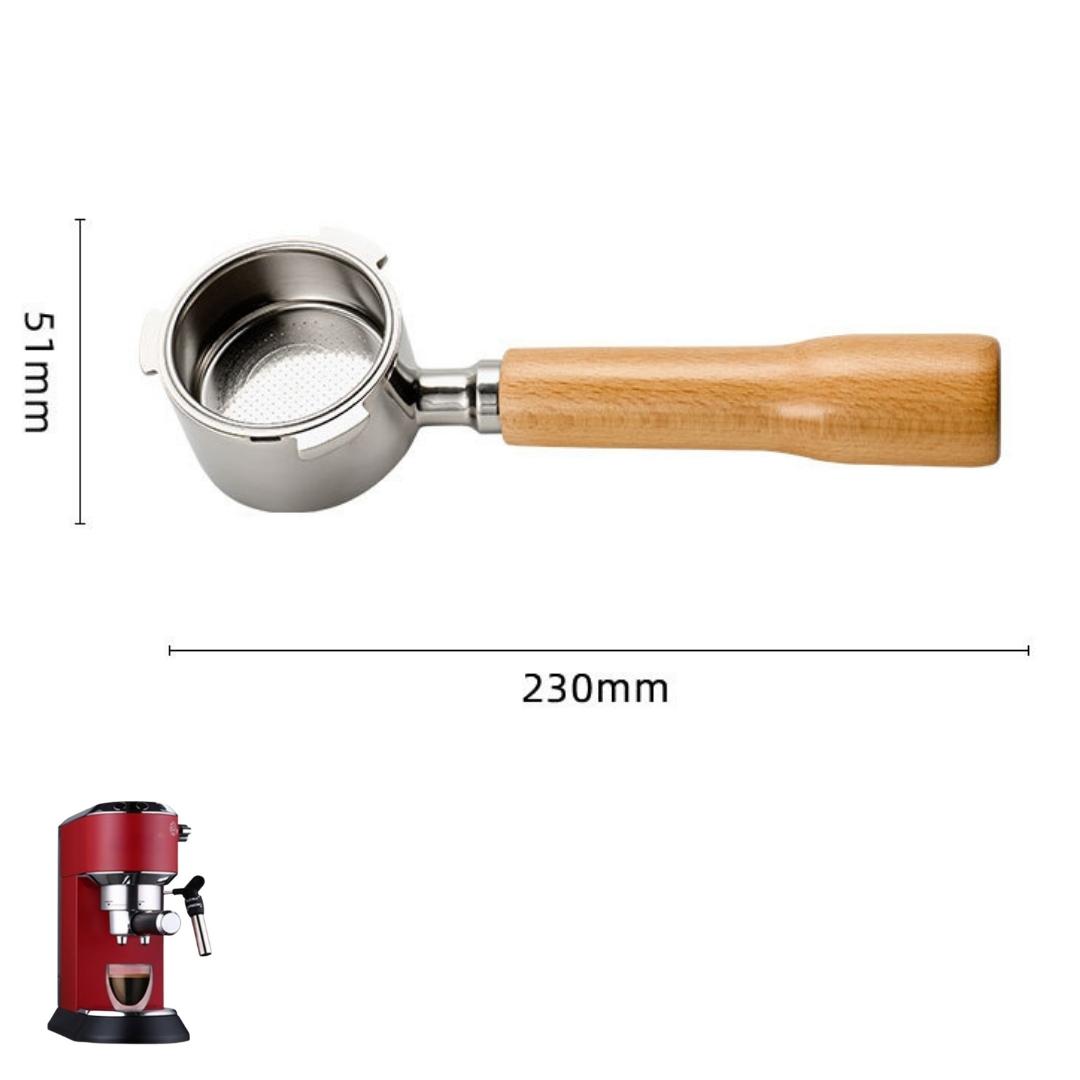 อะไหล่ด้ามชงกาแฟ Delonghi สามหูสแตนเลส 51 มม. พร้อมตะแกรงกรอง ชนิด C1 สีบีชธรรมชาติ รหัส 2525