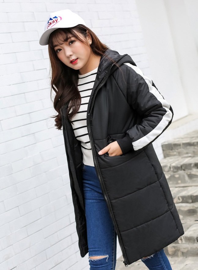 PreOrderคนอ้วน - เสื้อกันหนาวแฟชั่น ผ้าร่มบุนวมยาว สีดำ