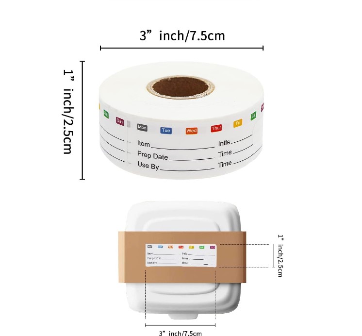 สติ๊กเกอร์แสดงวันผลิต-วันหมดอายุอาหาร 290 ดวง/ม้วน ขนาด 2.5x7.5 ซม.