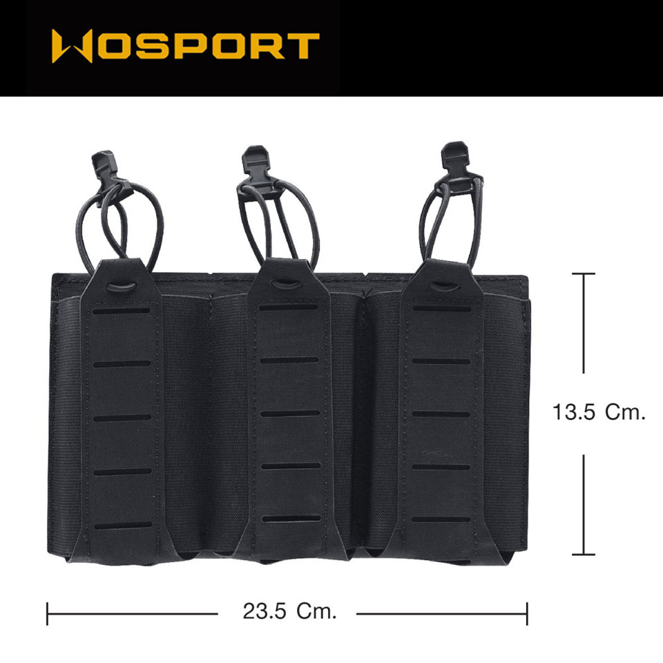 ซองแม็กกาซีน M4 (Lightweight Triple Elastic Mag Pouch) ยี่ห้อ Wosport