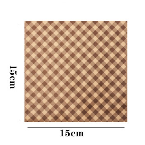 กระดาษไขรองอาหาร (Greaseproof paper) เคลือบกันน้ำ-น้ำมัน ลายตาราง (แพ็ค 98-100 // 490-500 ชิ้น)