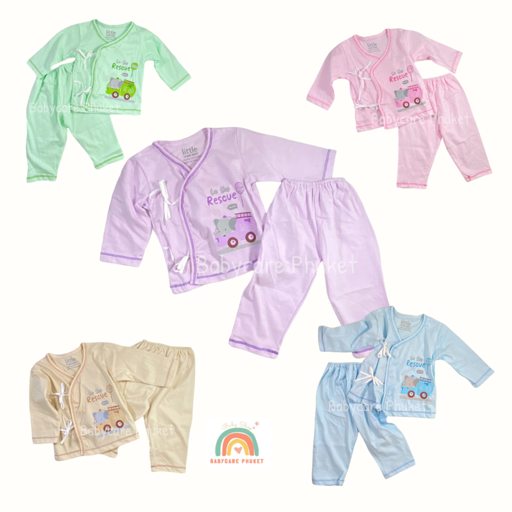 ชุดแขนยาวขายาวเด็กแรกเกิด แบบผูก ผ้าคัตตอลเนื้อนิ่ม