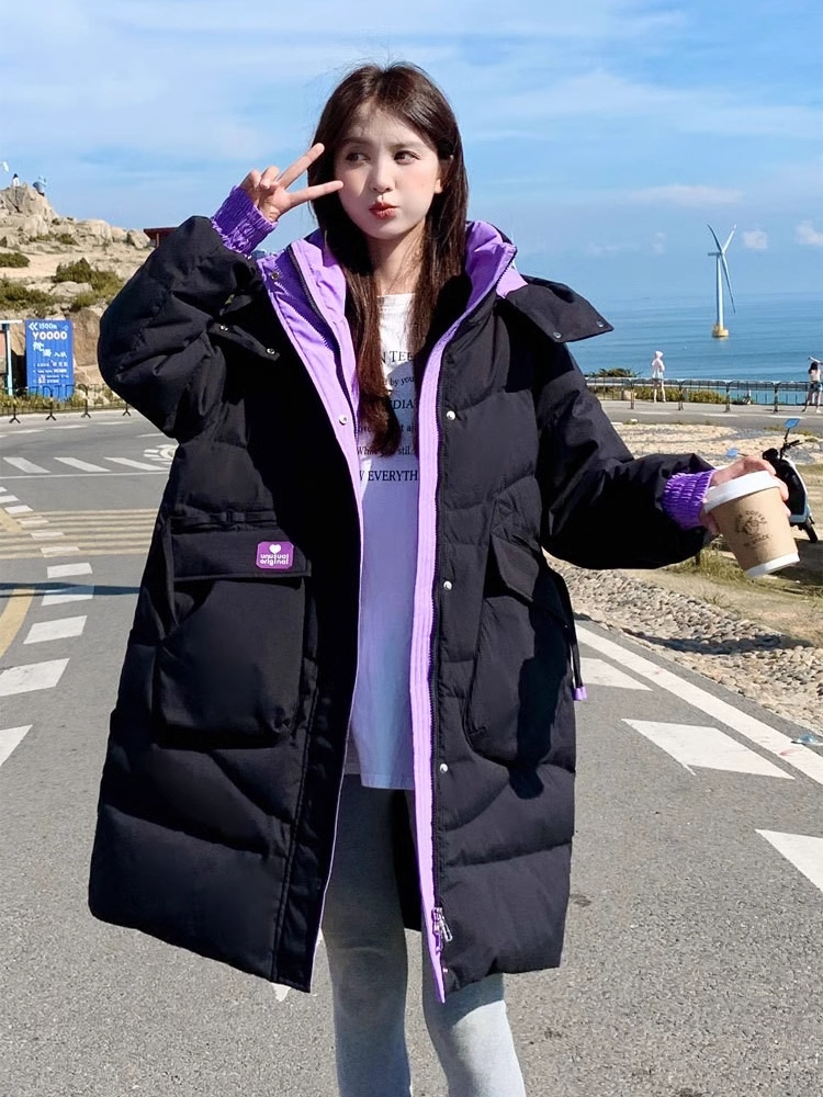 2324-0007 เสื้อกันหนาวขนเป็ดขาว มีHoodนะคะ