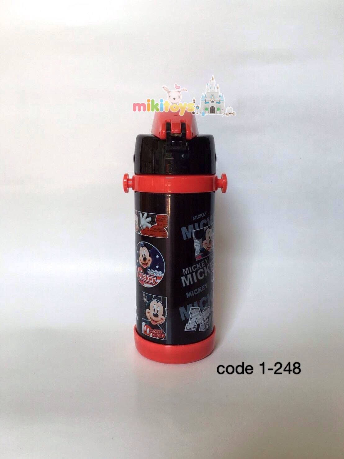 กระติกน้ำเก็บอุณหภูมิ Mickey mouse มิกกี้เมาส์ สีแดงดำขนาด350ml.