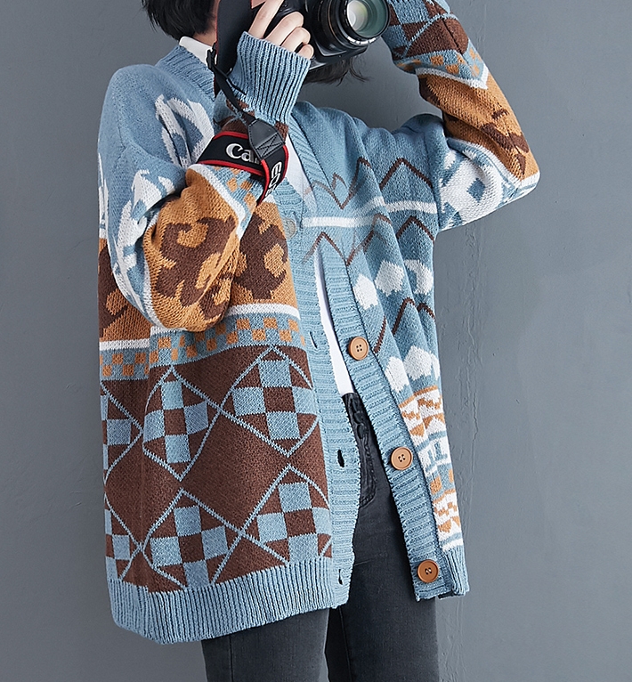 CO-011 ไหมพรมอีกแล้ว ลายสวยนะคะ สีกากี / น้ำเงิน