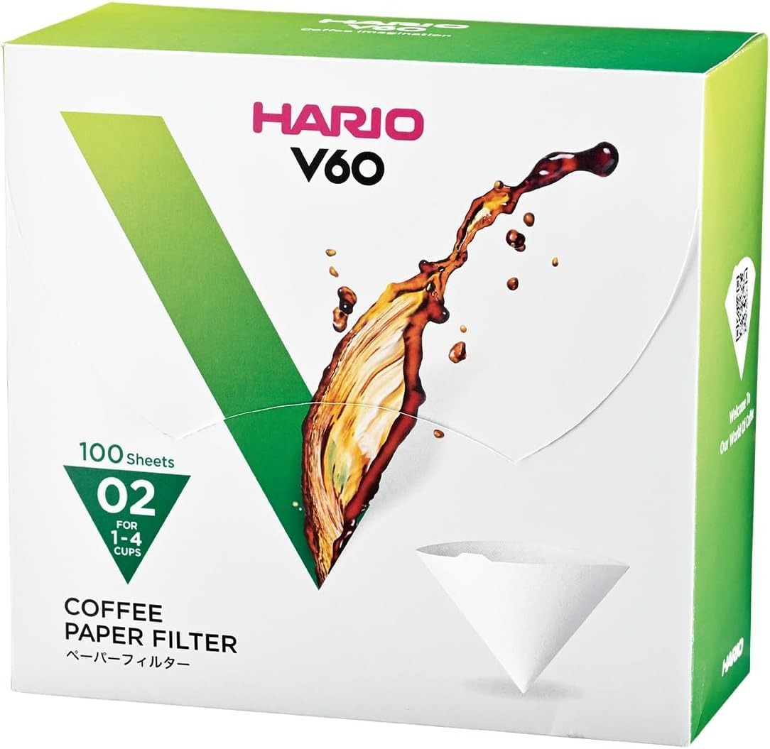 Hario V60 Coffee paper Filter ฮาริโอะ กระดาษกรอง สำหรับดริป ขนาด 02 (บรรจุ100 แผ่น) กระดาษสีไม้น้ำตาล และขาว บรรจุกล่องและ ถุงพลาสติก