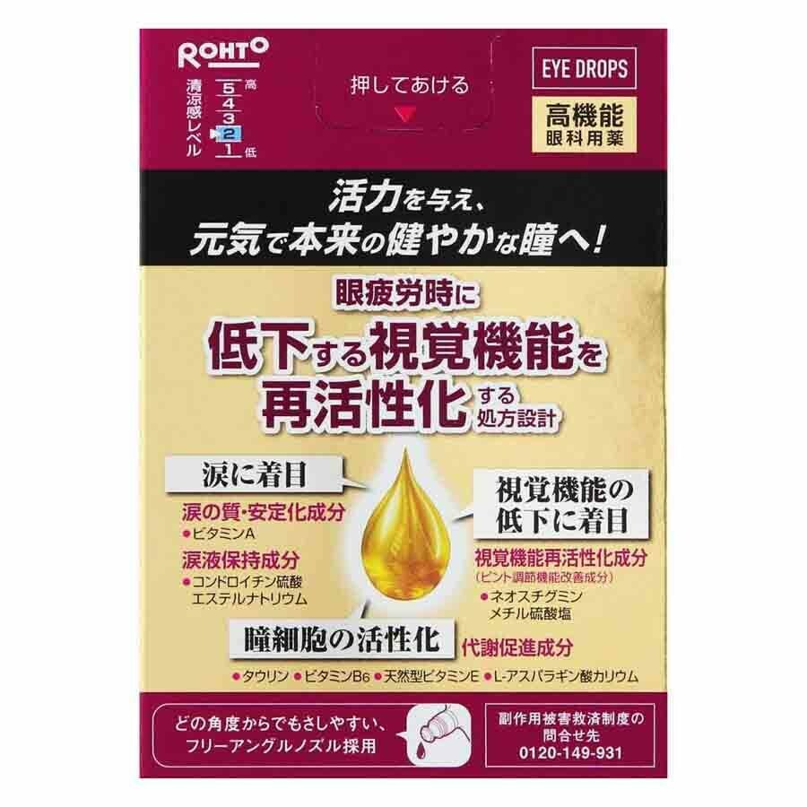 Rohto V Active premium eyedrop ขนาด 15ml ความเย็นระดับ2 (กล่องชมพู) โรโตะ วี แอคทีฟ พรีเมียม น้ำตาเทียมหยอดตาสำหรับผู้สูงอายุ ผสมวิตามินและส่วนผสมหลักรวม 12 ชนิด จากญีปุ่น 15ml