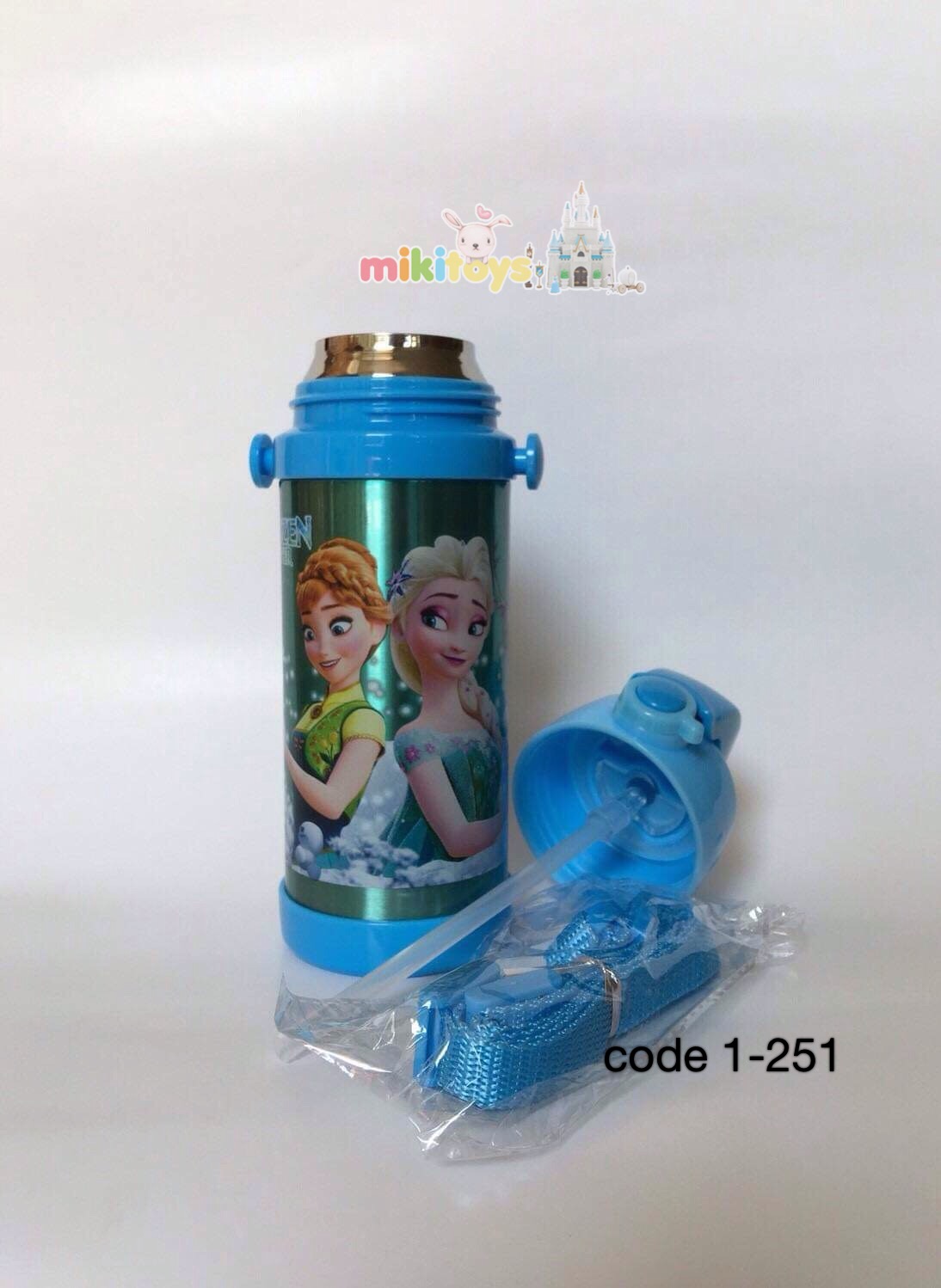 กระติกน้ำเก็บอุณหภูมิ new Frozen fever โฟรเซน ฟีเวอร์ ใหม่ สีฟ้า ขนาด350ml.