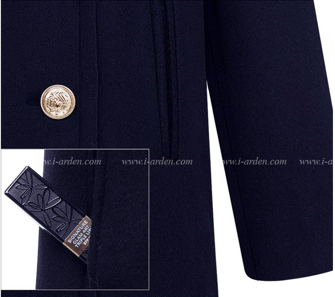 PreOrderคนอ้วน - เสื้อโค้ทกันหนาว ไซส์ใหญ่ เสื้อโค้ทขนสัตว์ตัวยาว ไม่หนา แต่งกระดุมหน้า สี : น้ำเงิน