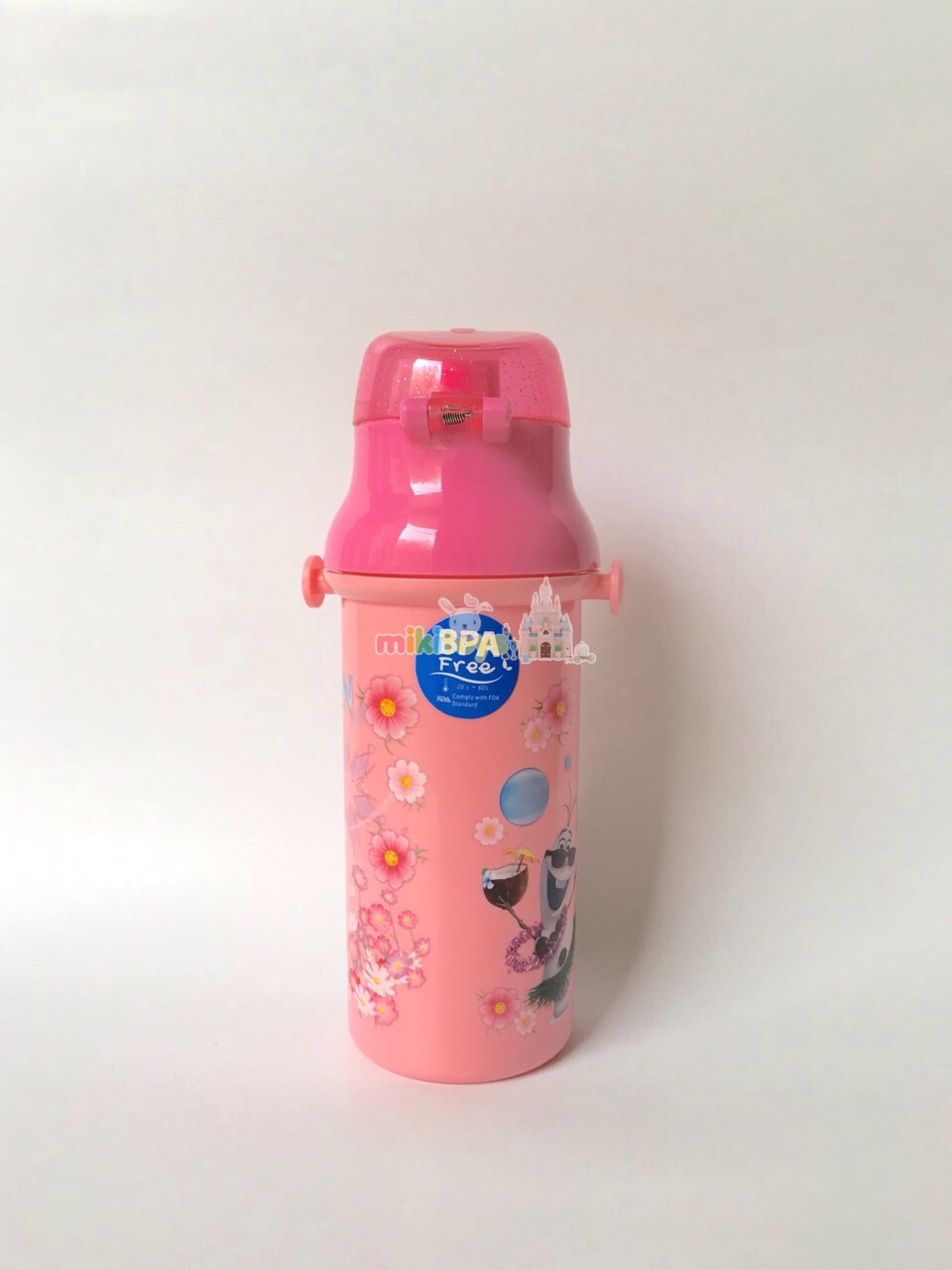 กระติกน้ำเด็กแบบยกดื่ม Frozen Fever PINK ~โฟรเซน ลายใหม่! รุ่นยกดื่ม ทำความสะอาดง่ายสุดๆ สีชมพู