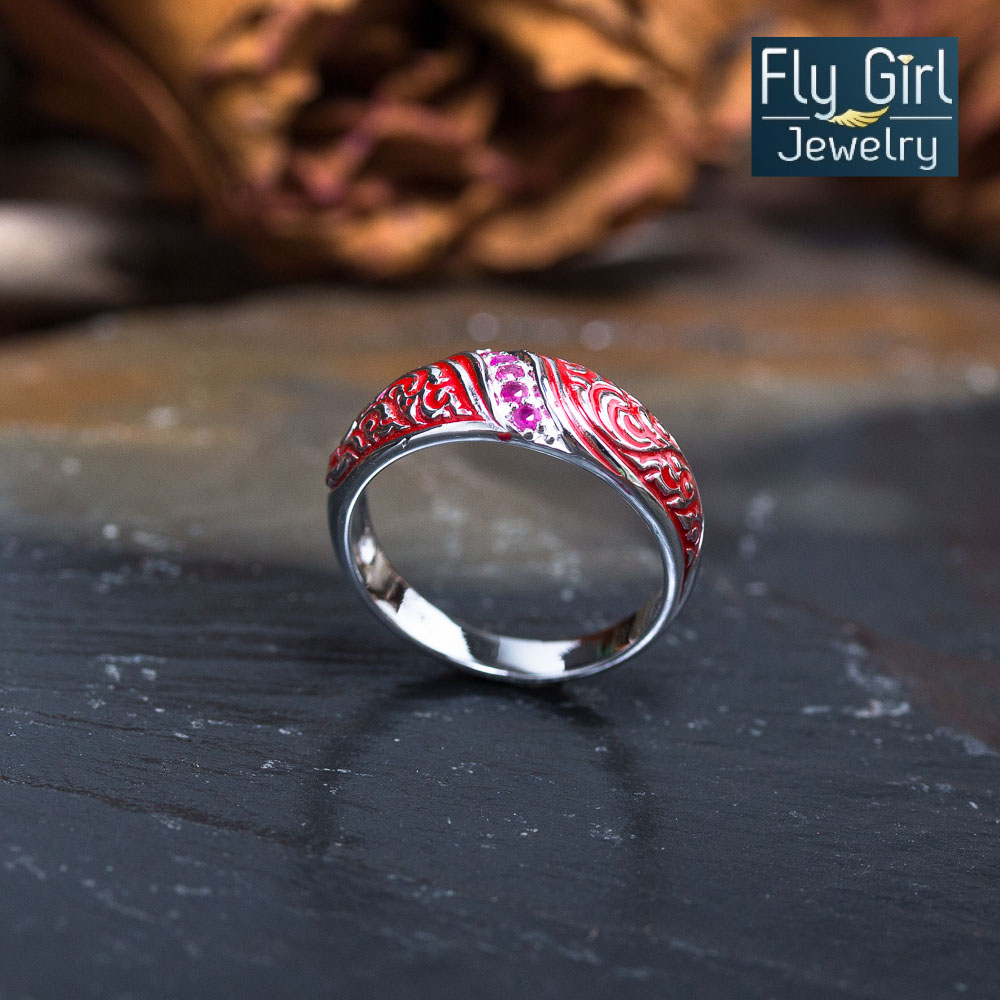 แหวนเงินแท้ พลอยทับทิมแท้(ราศีกรกฎ)