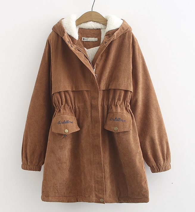 Pre190002 - PreOrder - เสื้อกันหนาว ผ้าลูกฟูก บุขนด้านใน สี น้ำเงิน / น้ำตาล / ดำ