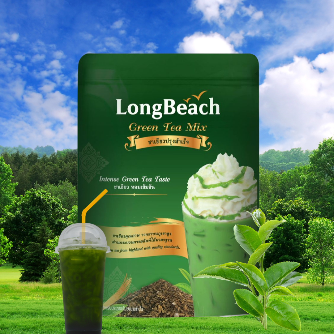 ลองบีชชาเขียว ขนาด 400 กรัม LongBeach Thai Green Tea size 400g. รหัส 1478