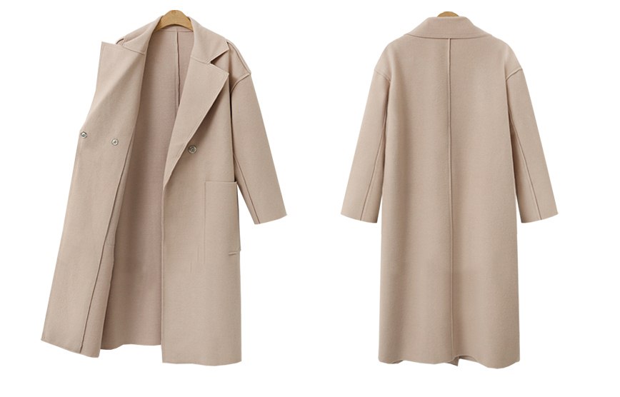 LD002 - เสื้อกันหนาว - โค้ทยาว ขนสัตว์ ไม่หนา สี : กากี / น้ำตาล / ดำ