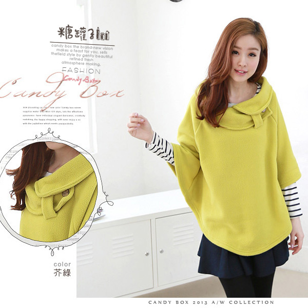 Pre Order - เสื้อกันหนาวแฟชั่นเกาหลี คอปก เป็นเสื้อคลุม : สีแดง / สีพีช(ชมพู) / สีเขียว