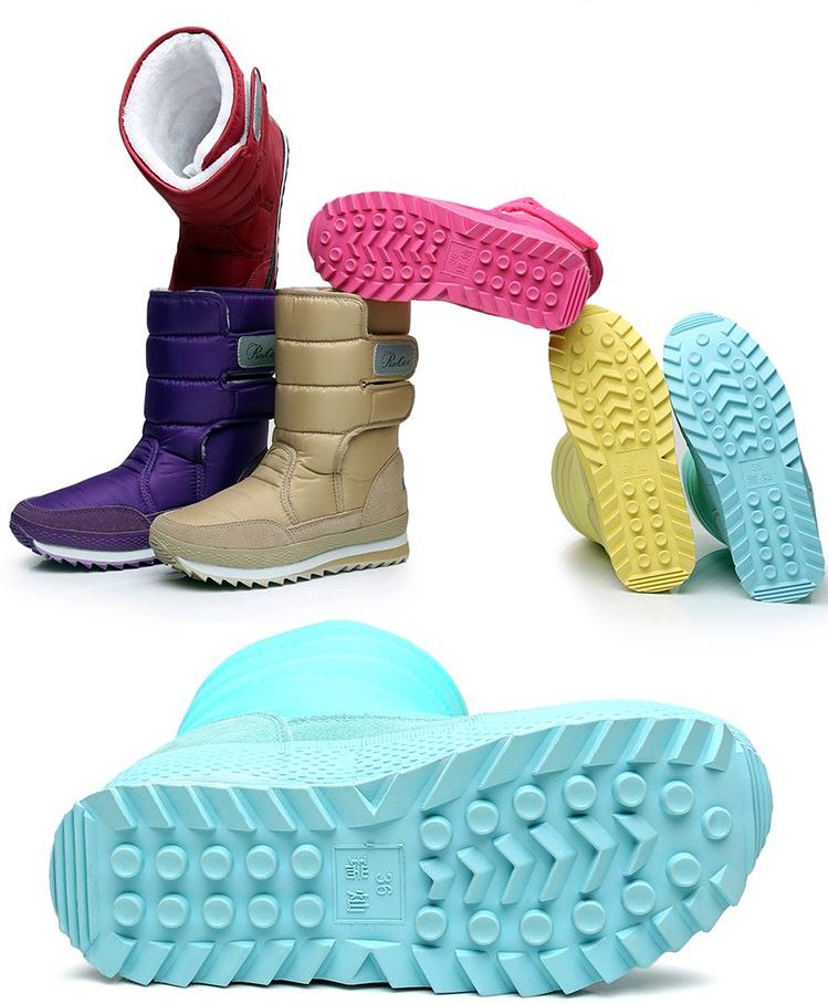 Pre Order - รองเท้าบูทกันหนาว รองเท้าบูทลุยหิมะ ผ้าร่ม+หนังPU ข้างในบุหนังสัตว์ สี : เทา / ดำ / ชมพู / ไวน์แดง / ฟ้า / ม่วง / กากี ไซส์ 35 / 36 / 37 / 38 / 39 / 40