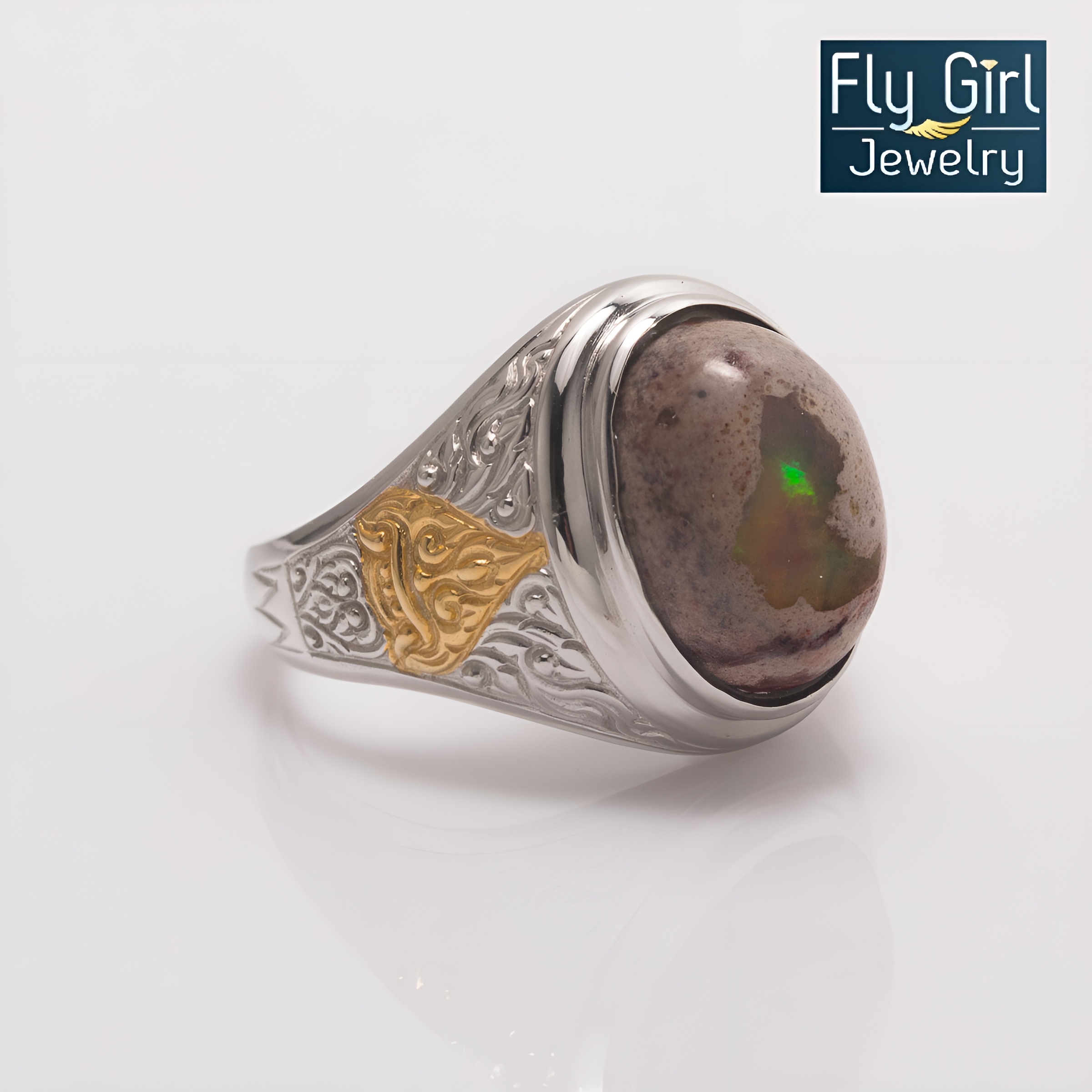 แหวนราหู พลอย Mexicn opal