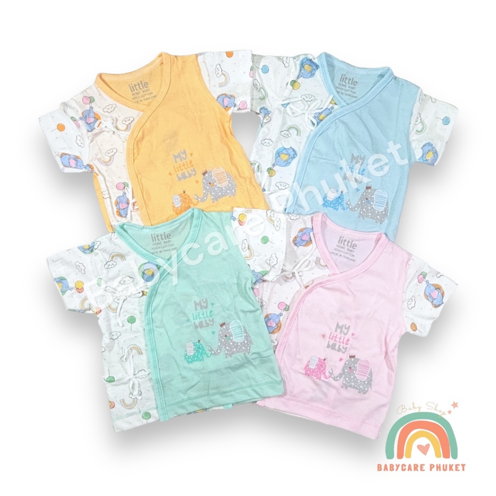 เสื้อเด็กแรกเกิด ผูกหน้า ผ้ายืดคัตตอล เนื้อผ้านิ่ม