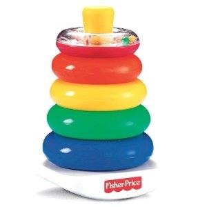 ห่วงเรียงซ้อน Fisher Price Brilliant Basics™ Rock-a-Stack®บล็อคต่อวงกลมสีรุ้ง ส่งฟรี^^