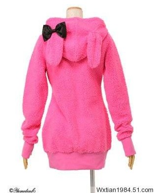 Pre Order - เสื้อกันหนาวแฟชั่น แบบน่ารัก Hood เป็นหูกระต่ายติดโบว์ : สีดำ / สีแดง / สีชมพู / สีขาว