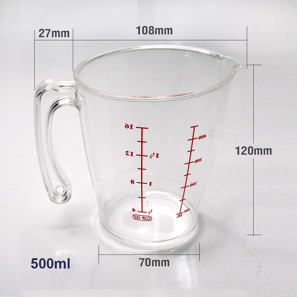 เหยือกตวงพลาสติก PS (เกรด A) 500 ml. 1610-564