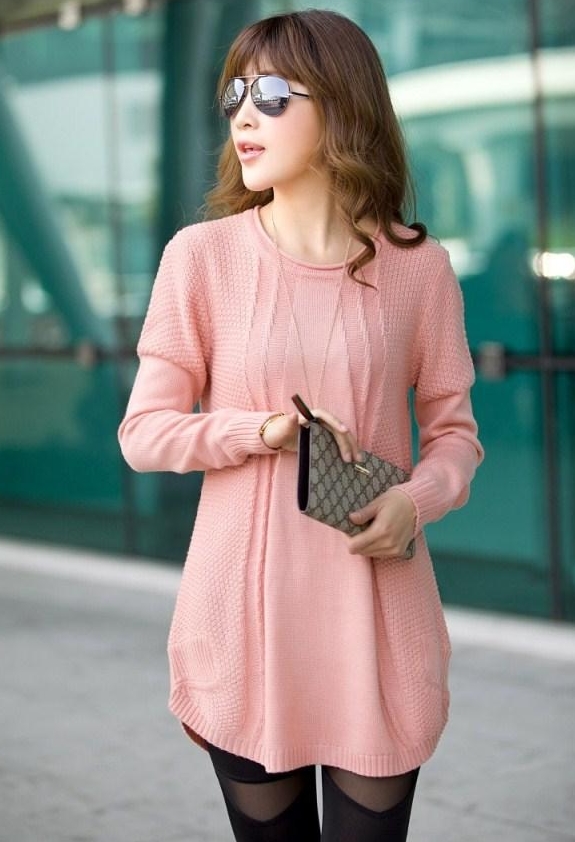 Pre Order - เสื้อกันหนาวแฟชั่นสไตล์เกาหลี เสื้อไหมพรมคลุมยาว : สีส้ม / สีครีม(เบจ) / สีชมพู / สีน้ำเงิน / สีดำ