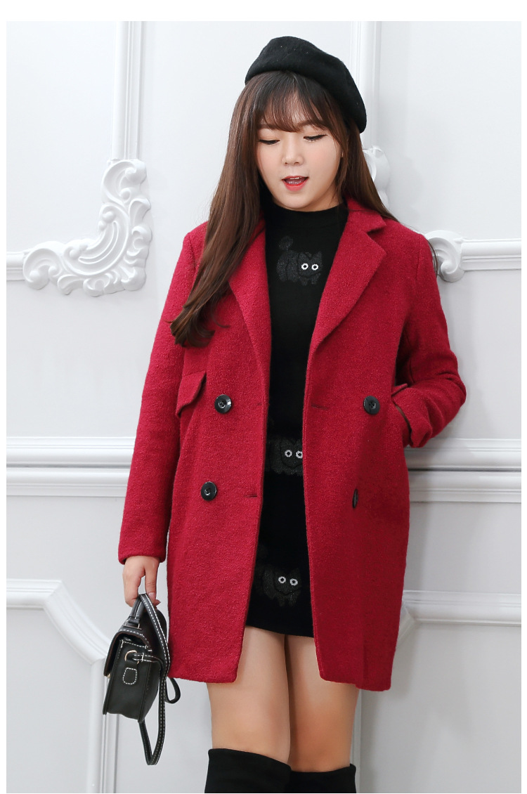 PreOrderคนอ้วน - เสื้อโค้ทกันหนาว ไซส์ใหญ่ เสื้อขนสัตว์ สีแดง