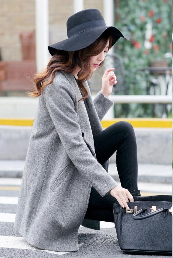 PreOrderเสื้อผ้าคนอ้วน - เสื้อโค้ทกันหนาวไซส์ใหญ่ ผ้าวูลขนสัตว์ สี : เทา / แดง