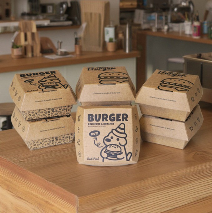 กล่องใส่เบอร์เกอร์ กระดาษ Food Grade เคลือบกันไขมัน (grease-proof paper) แพ็ค 50 ชิ้น