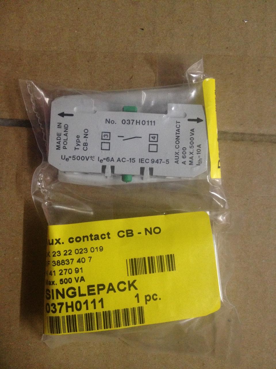 AUXILIARY CONTACT Code 037H0111